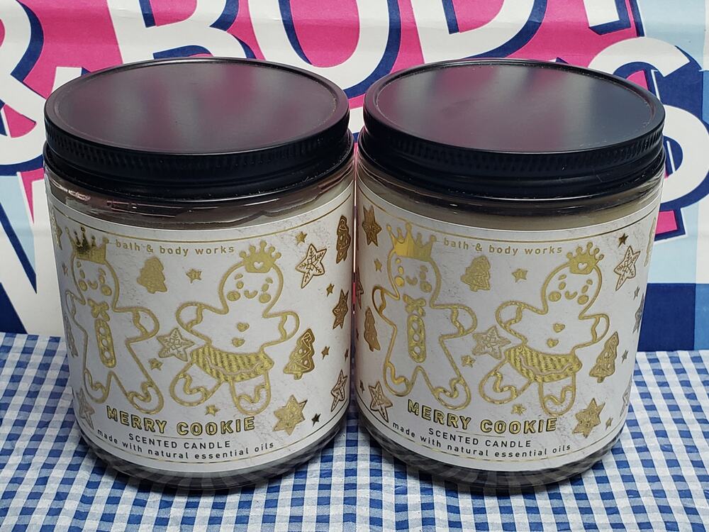 BBW Merry Cookie Single Wick Candles 2 Total Home Fragrance Decor